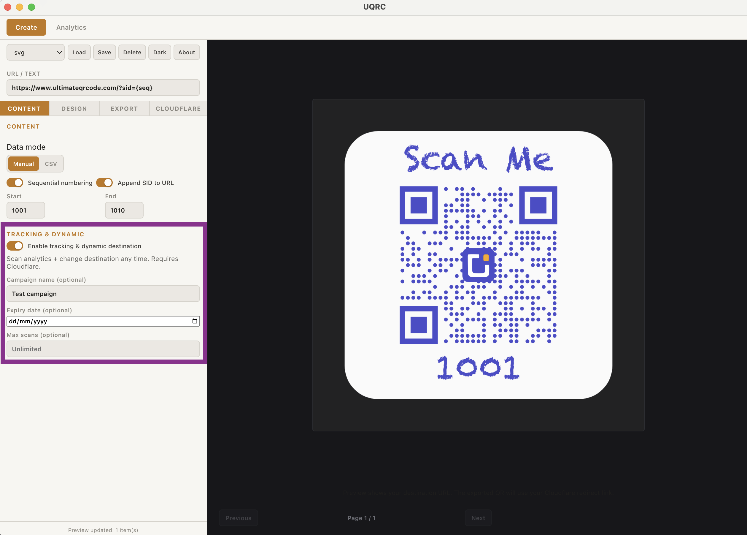 Ultimate QR Codes dynamic QR codes screenshot