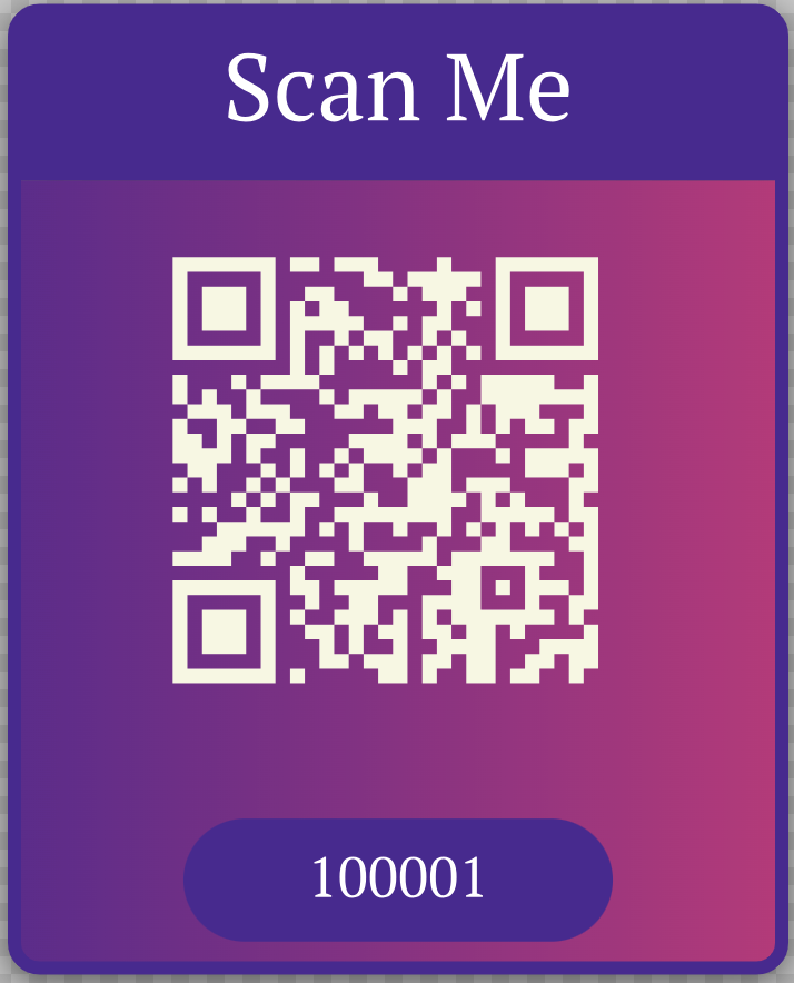 QR code in a banner frame with linear gradient fill